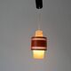 Glass ceiling light with an orange metal frame, 1960s, Germany.