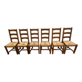 Set of 6 solid oak chairs