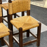 4 brutalist chairs in straw and wood