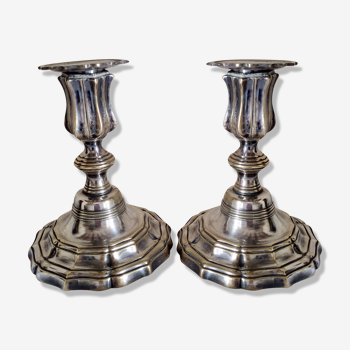 Pair of metal candlesticks