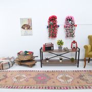Neutral color handmade runner rug 317x87cm