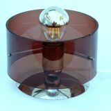 Table lamp Published by Oxar, circa 1972 Philippe Rogier in metal & smoked Altuglas