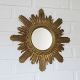 Miroir mural vintage doré Sunburst fabriqué en Italie dans les années 1960 Hollywood Regency