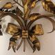 Pair of gold plated wall double candleholders with roses by Hans Kögl, 1960