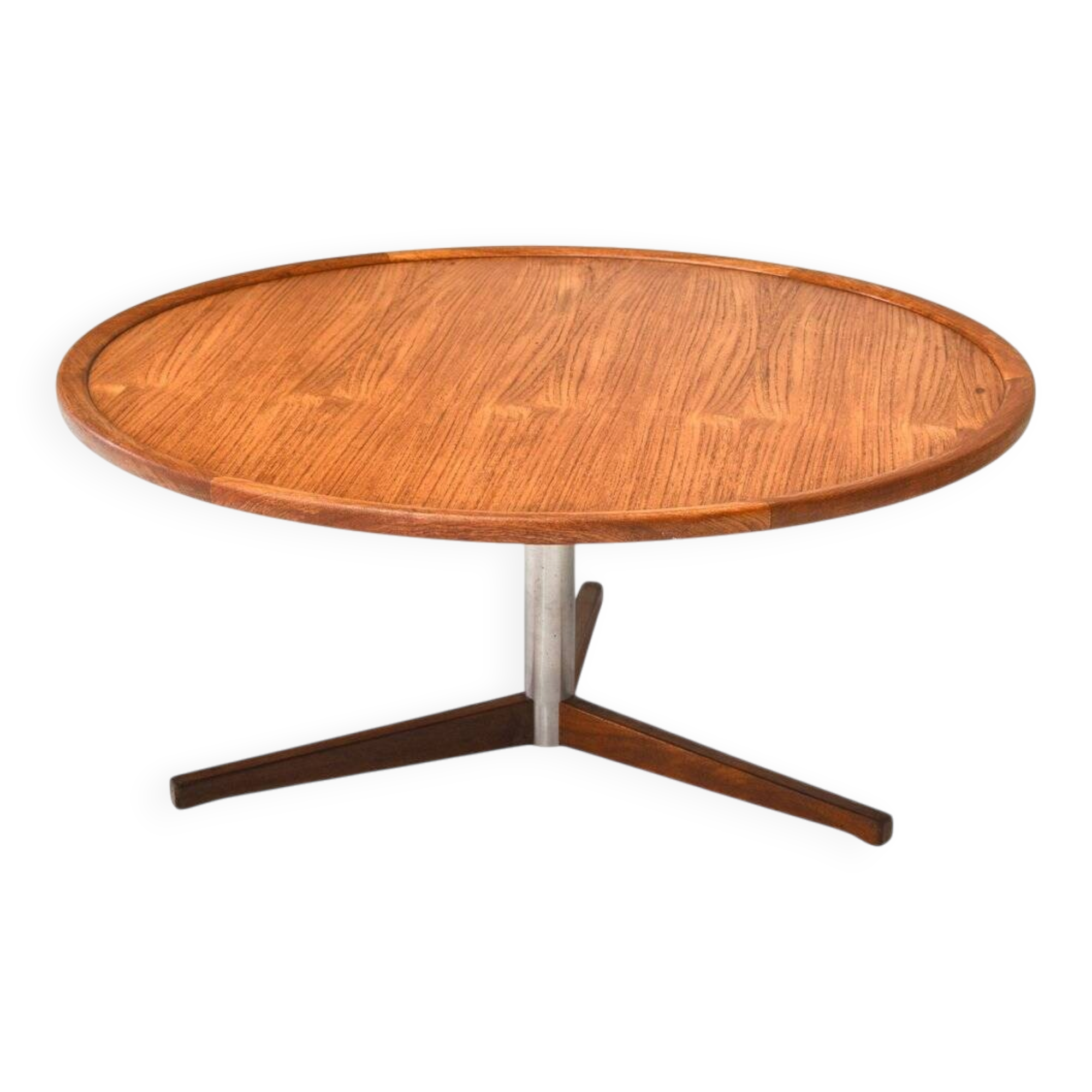 Vintage Dutch round coffee table in teak by Martin Visser for Spectrum, 1960s