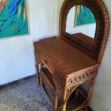 Rattan dressing table and stool