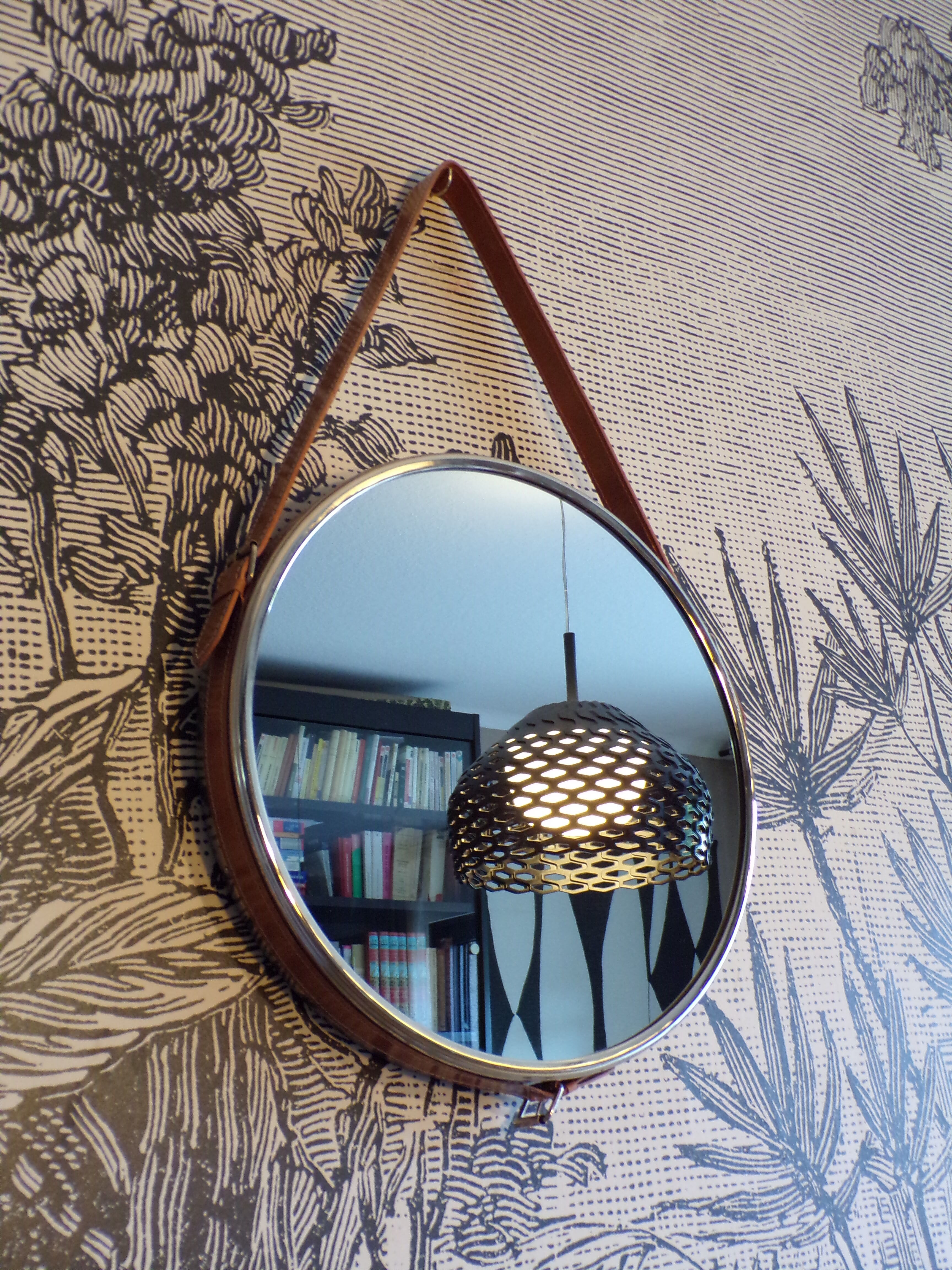 Vintage mirror with leather