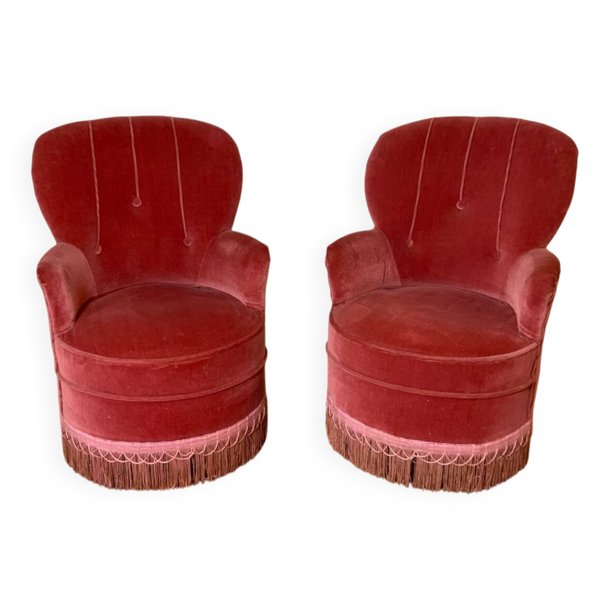 Pair of toadstool armchairs