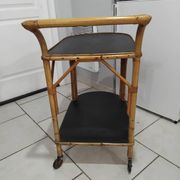 Vintage rattan serving trolley