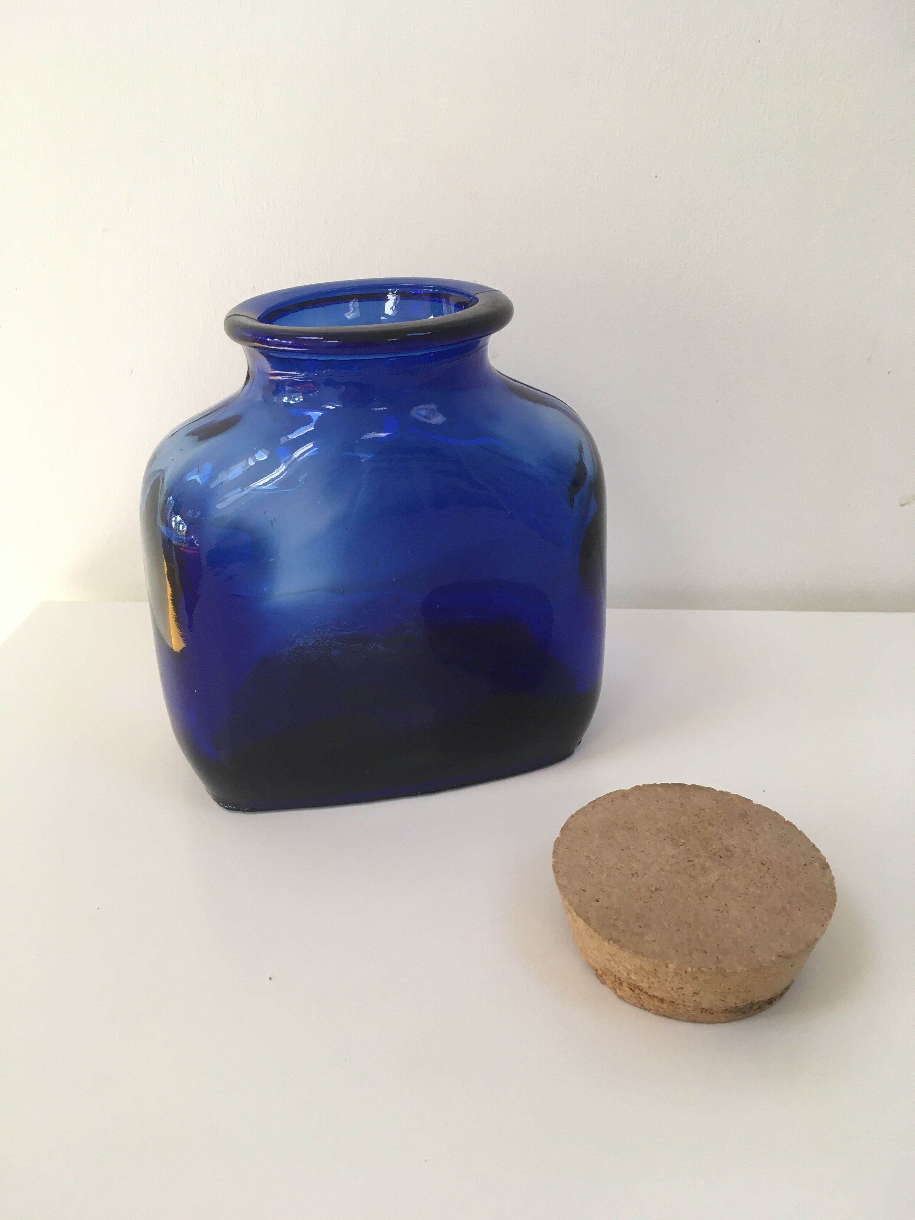 Vintage cobalt blue glass pot