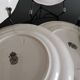 Dessert plates in half Luneville porcelain, black decor