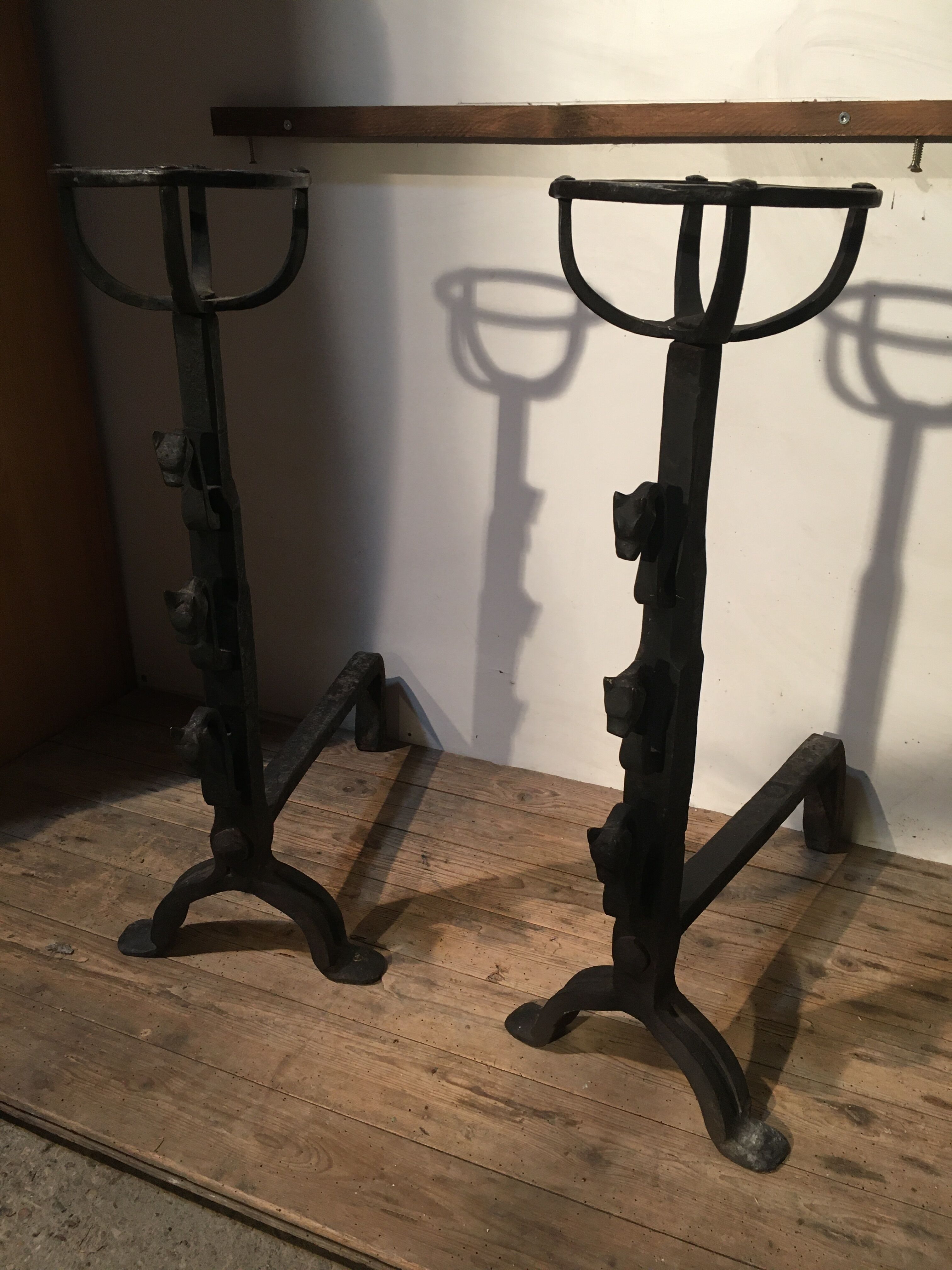 Pair of wrought iron fire tongs