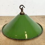 Industrial British Green Enamel Factory Pendant Lamp, 1950s