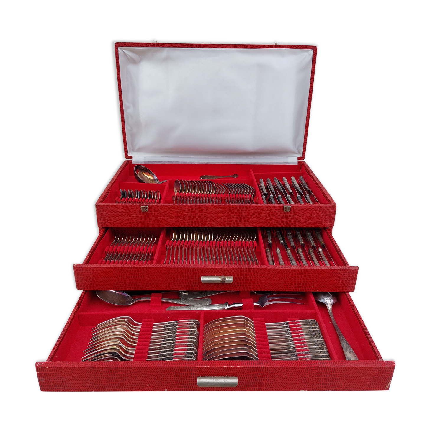 Housewife 130 pieces in silver metal goldsmith Platil