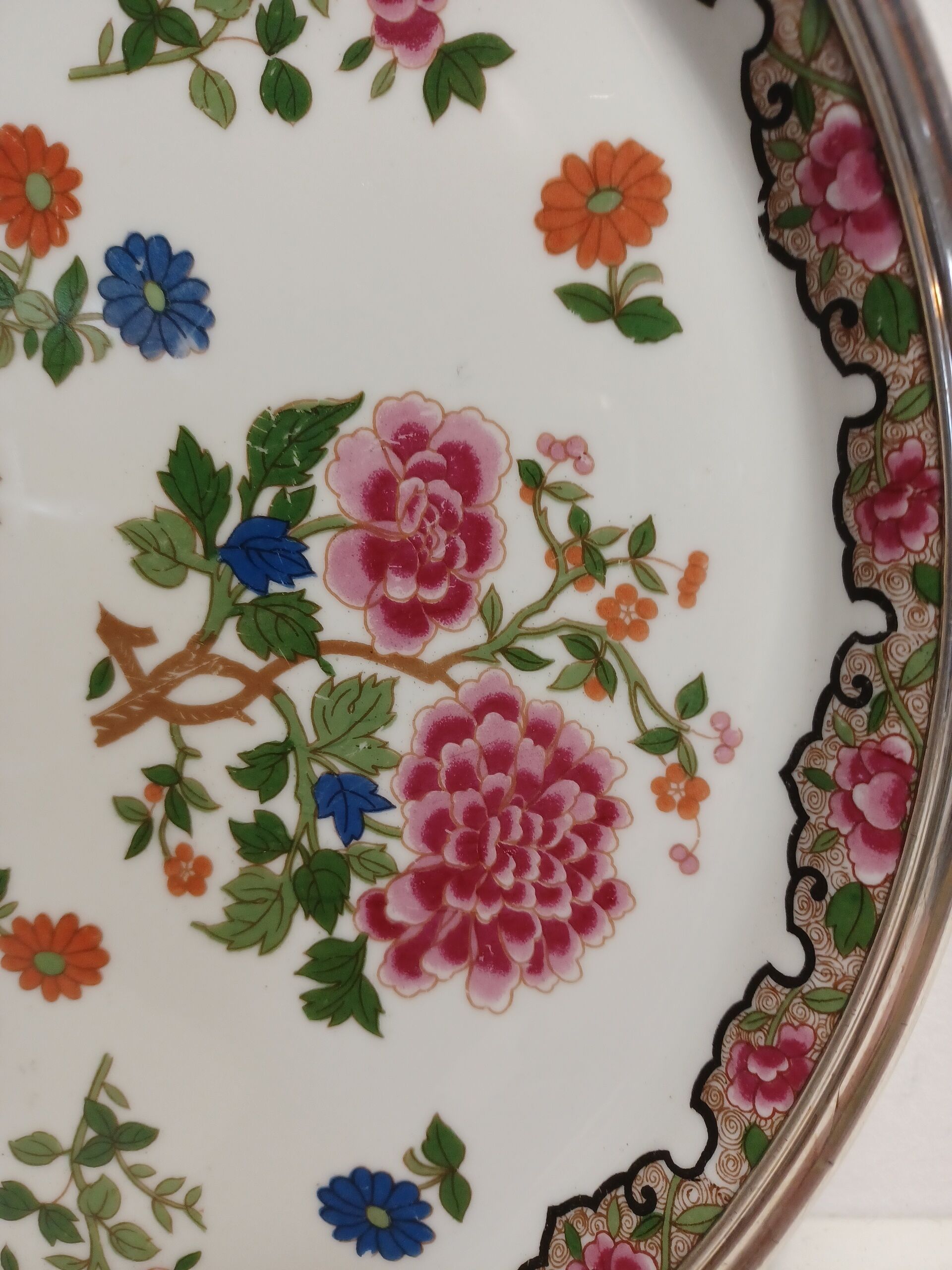 Limoges porcelain dish and solid silver strapping