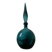 Vintage Empoli glass carafe with stopper, Italy 1970s.