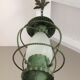 Lantern hanging lamp vintage green effect of gray painted metal