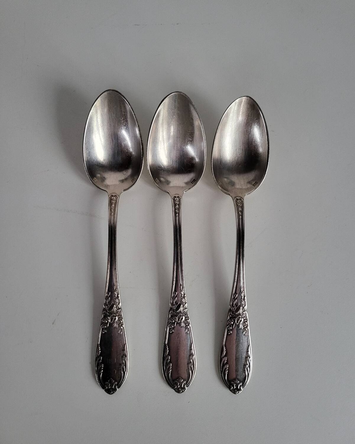 3 Small Silver Metal Dessert Spoons