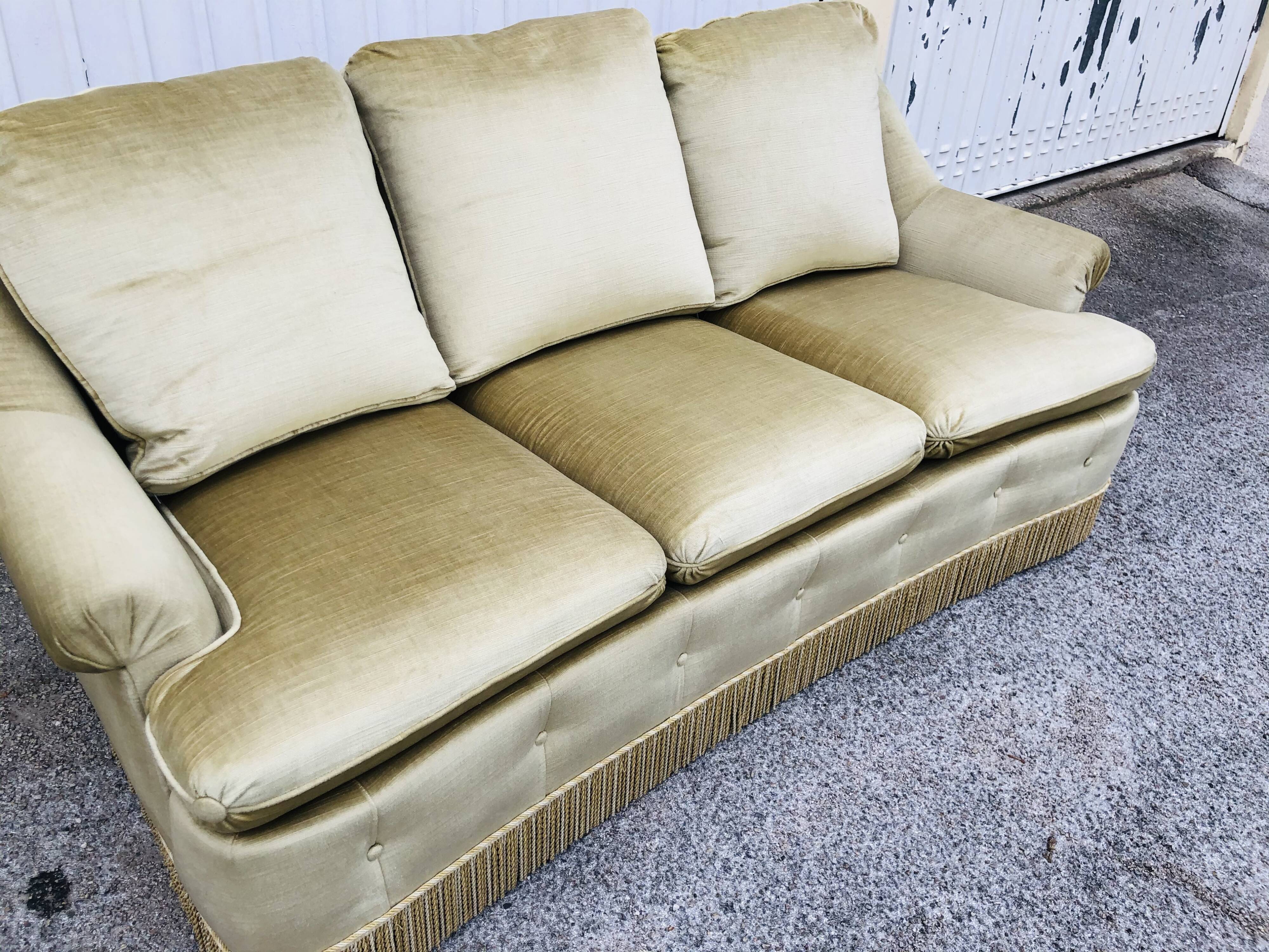 Vintage sofa in golden beige velvet