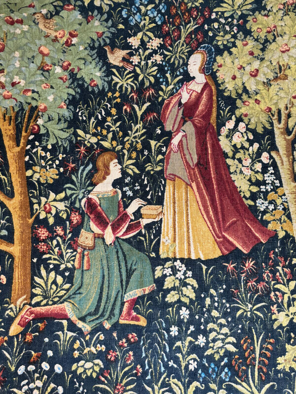 Grande tapisserie Robert Four Aubusson – Verger médiéval – 140 x 190 c