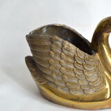 XXL brass swan pot cover