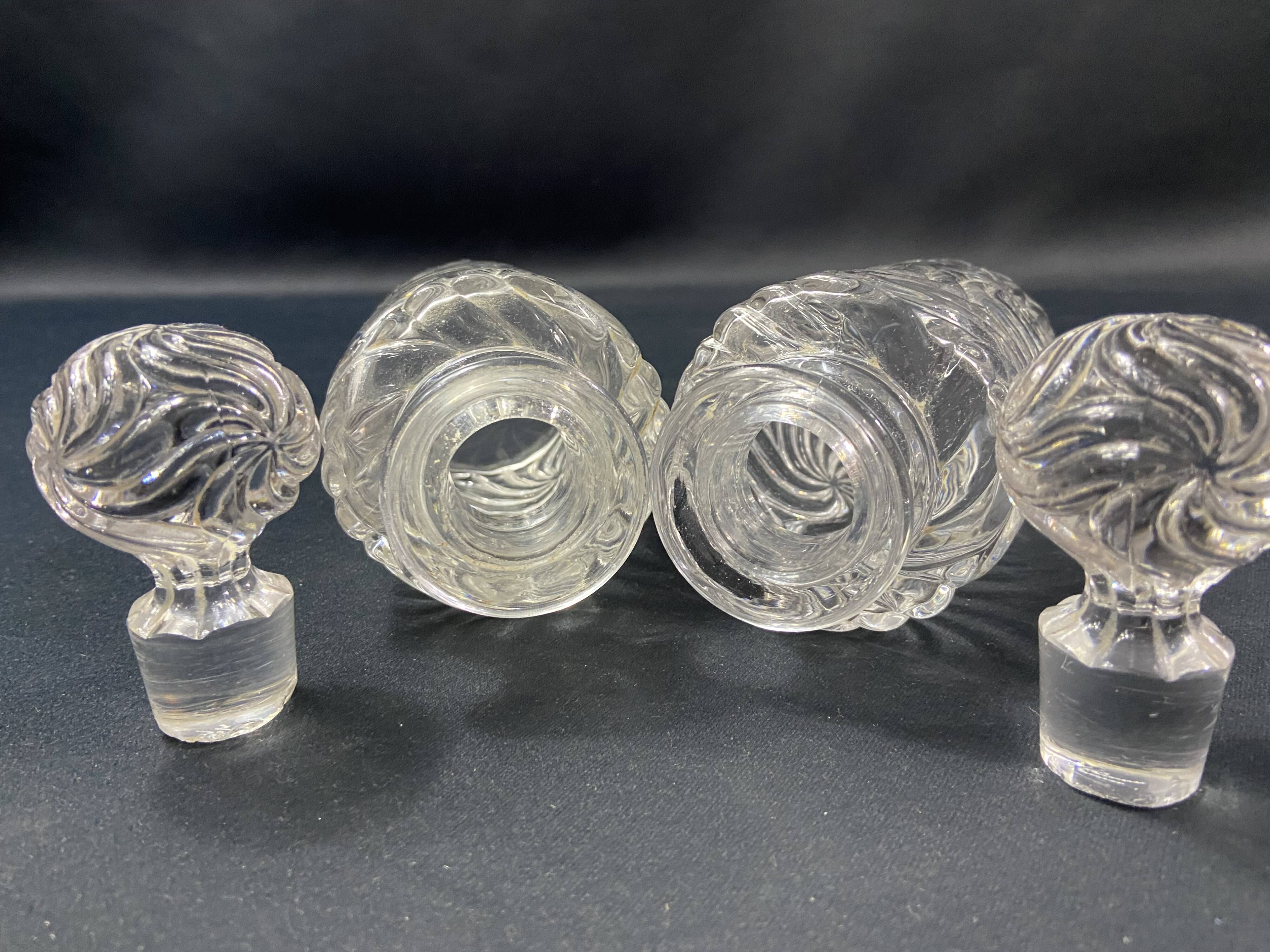 Pair of early 20th century SAINT LOUIS crystal perfume bottles, Fleurs de viole model