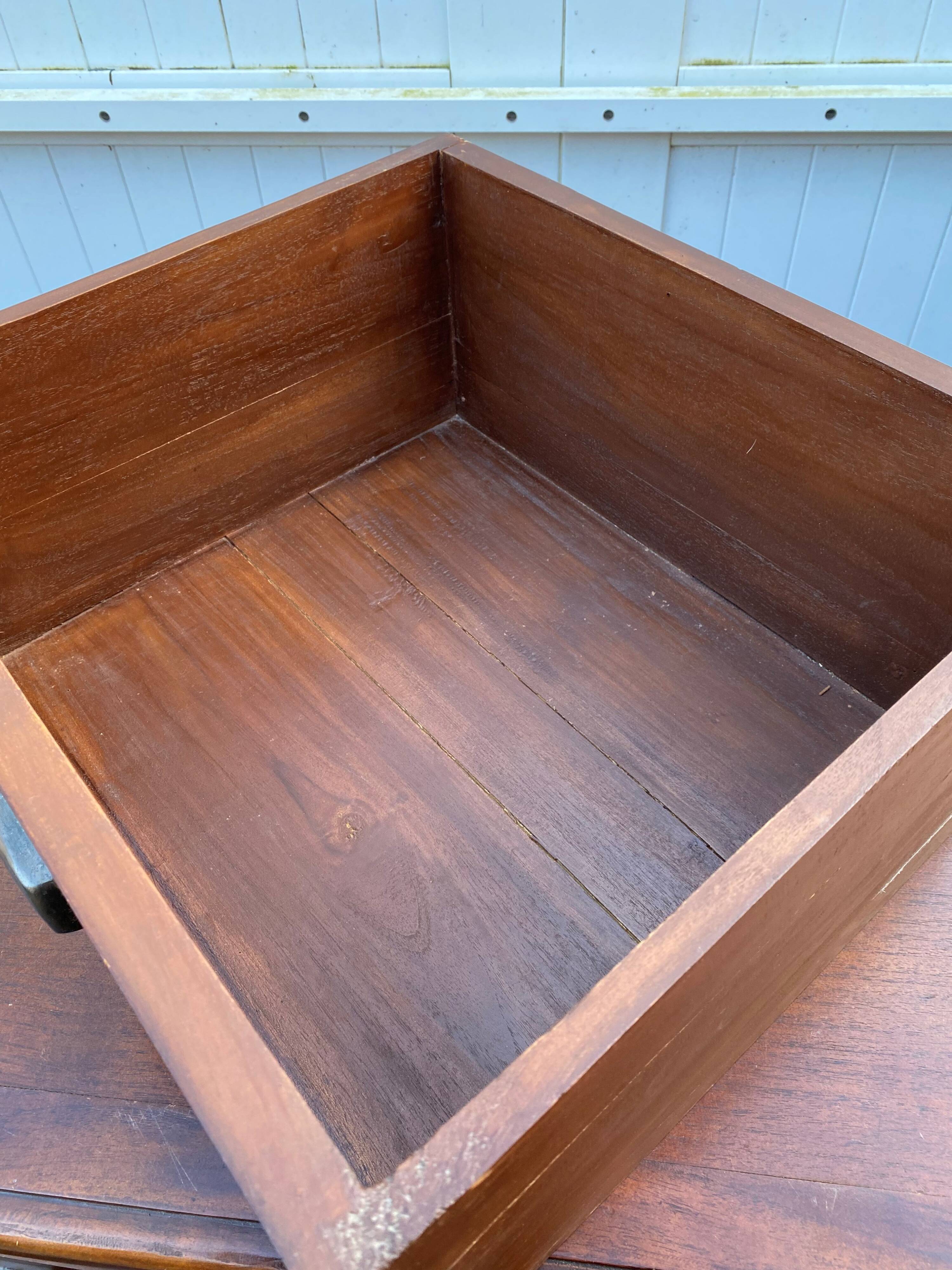Old and authentic trade storage unit counter with 12 large drawers in cherry wood 1950
