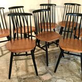 Set of 8 Scandinavian vintage Tapiovaara chairs