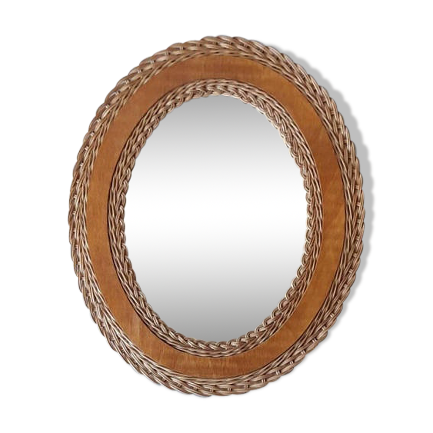 Miroir en rotin vintage