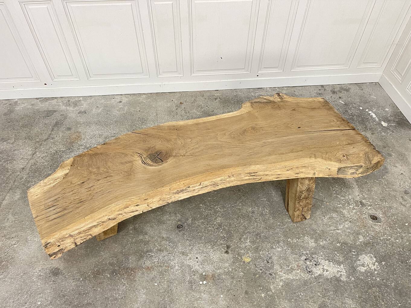 Half-moon wooden coffee table/bed foot
