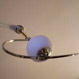 Chrome and opaline pendant lamp 1970