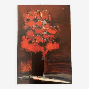 Doutreleau - Vase with poppies - EA lithograph