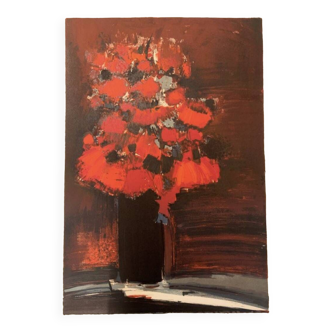 Doutreleau - Vase with poppies - EA lithograph