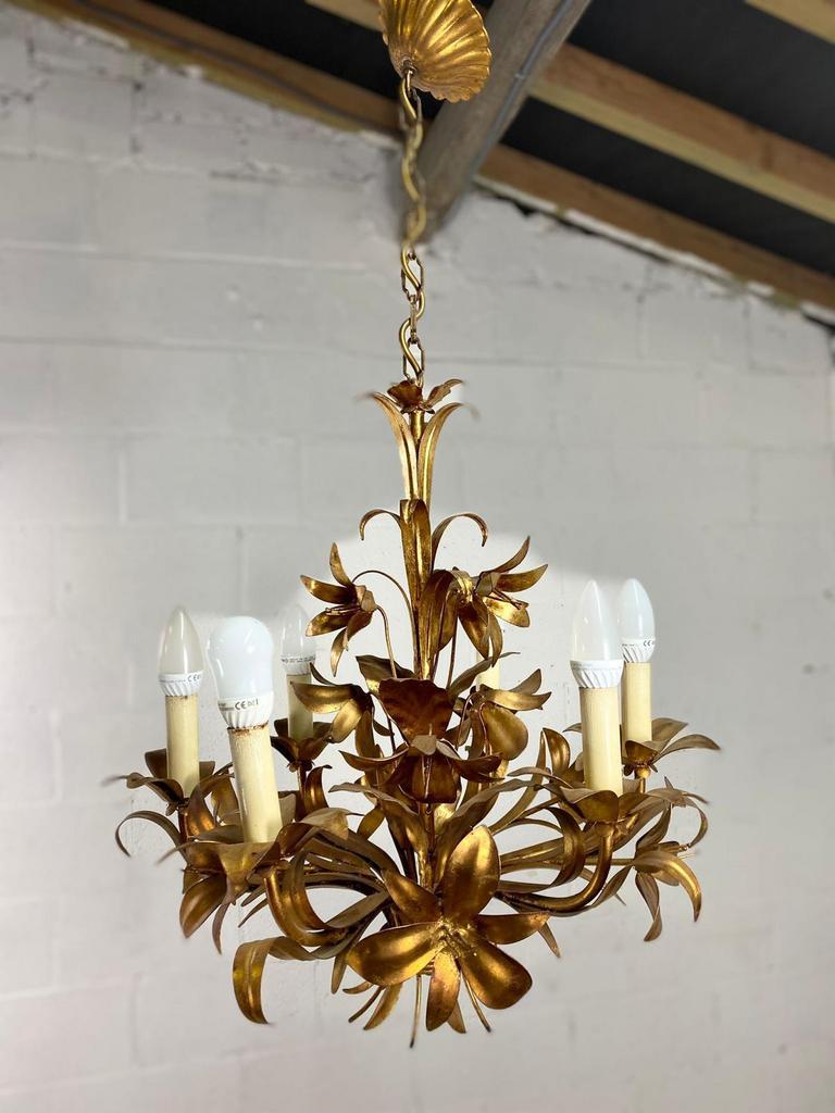 Vintage "golden" pendant lamp / flower chandelier