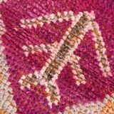 Tapis Kilim Vintage Orange et Rose, Motifs Géométriques, 77x326 Cm