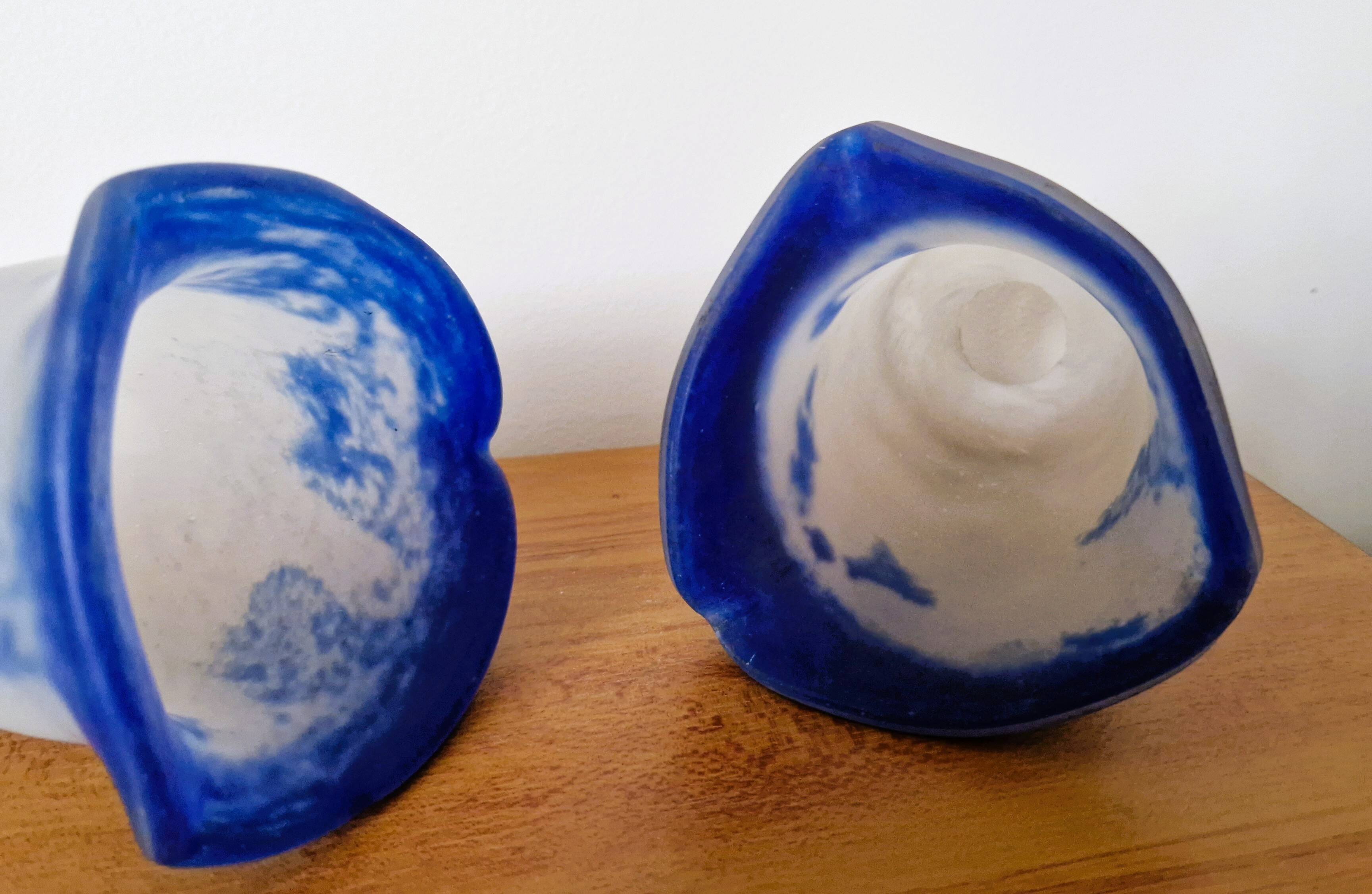 Noverdy white and blue glass paste lampshade