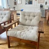 Pair of pine armchairs, 1980s, Sweden