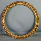 Round frame nineteenth century gilded stucco wood diameter 51 cm foliage 42.8 cm SB