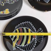 Set of 6 vintage plates with fish decoration after Robert Picault, 1960, 24 cm