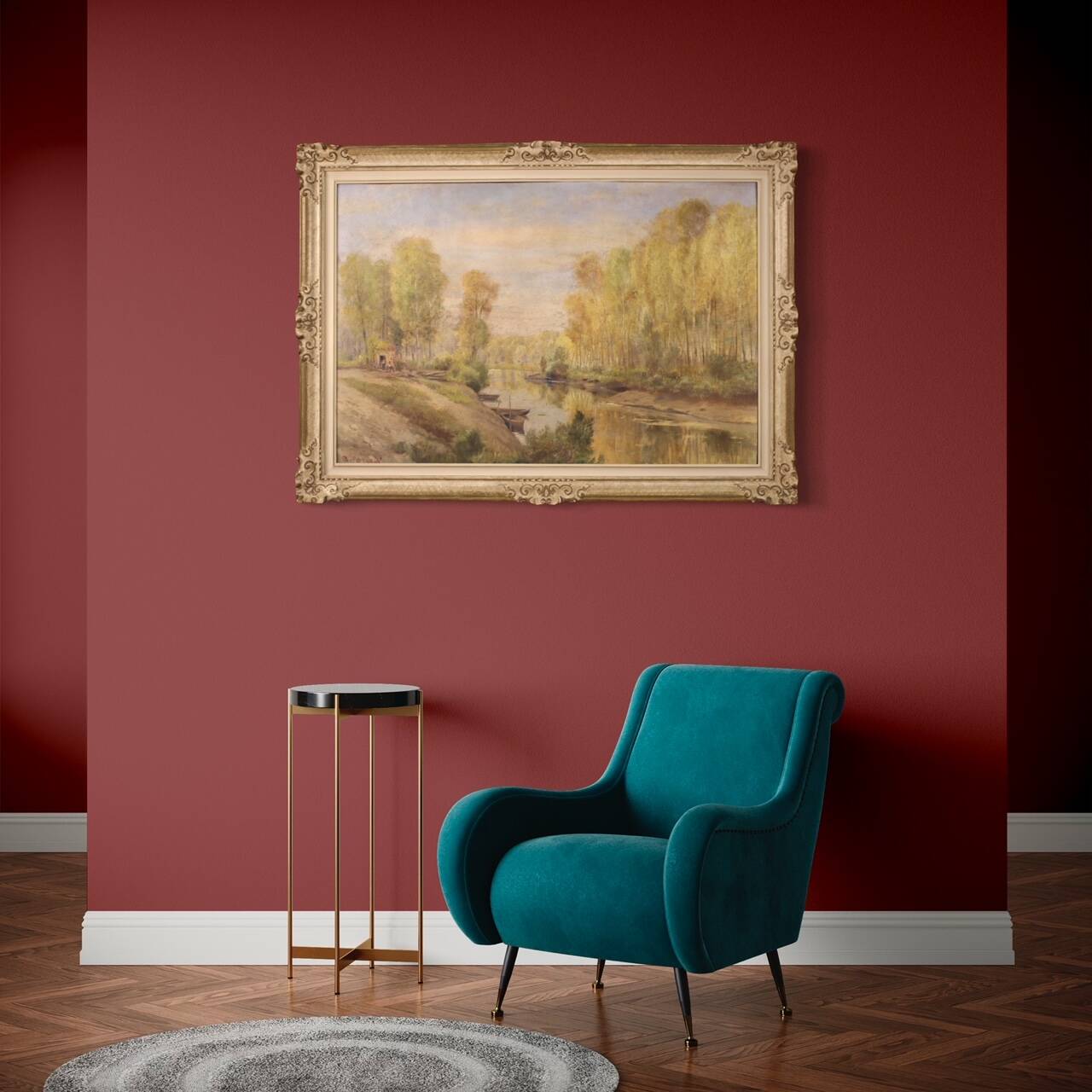 Landscape painting signed A. Corradi, 1950s