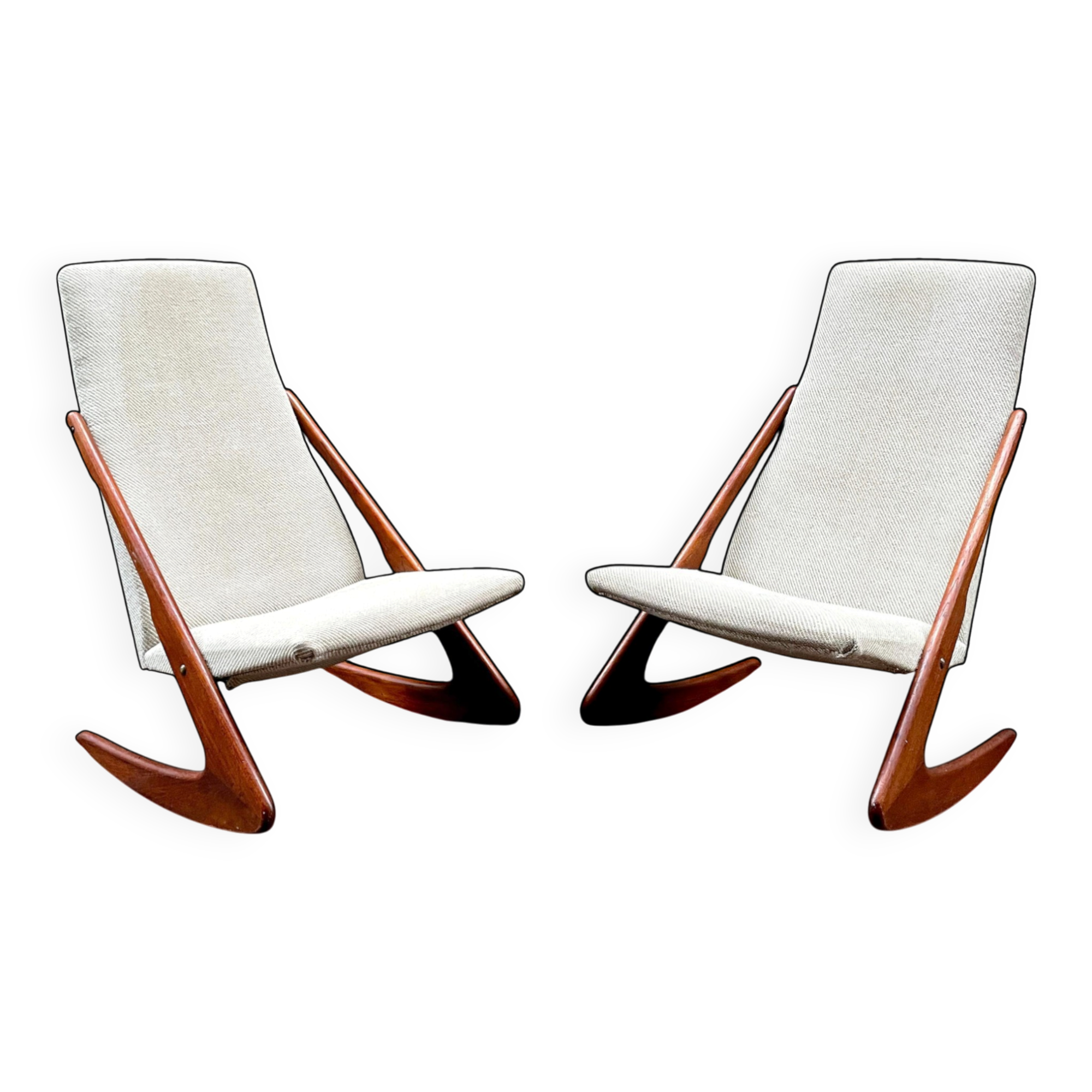Pair of Danish armchairs model Boomerang by Mogens Kold