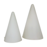 Set of two “teepee” milk glass table lamp by SCE France, 1970s