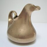 Stylized sculptural solid brass vase with handle