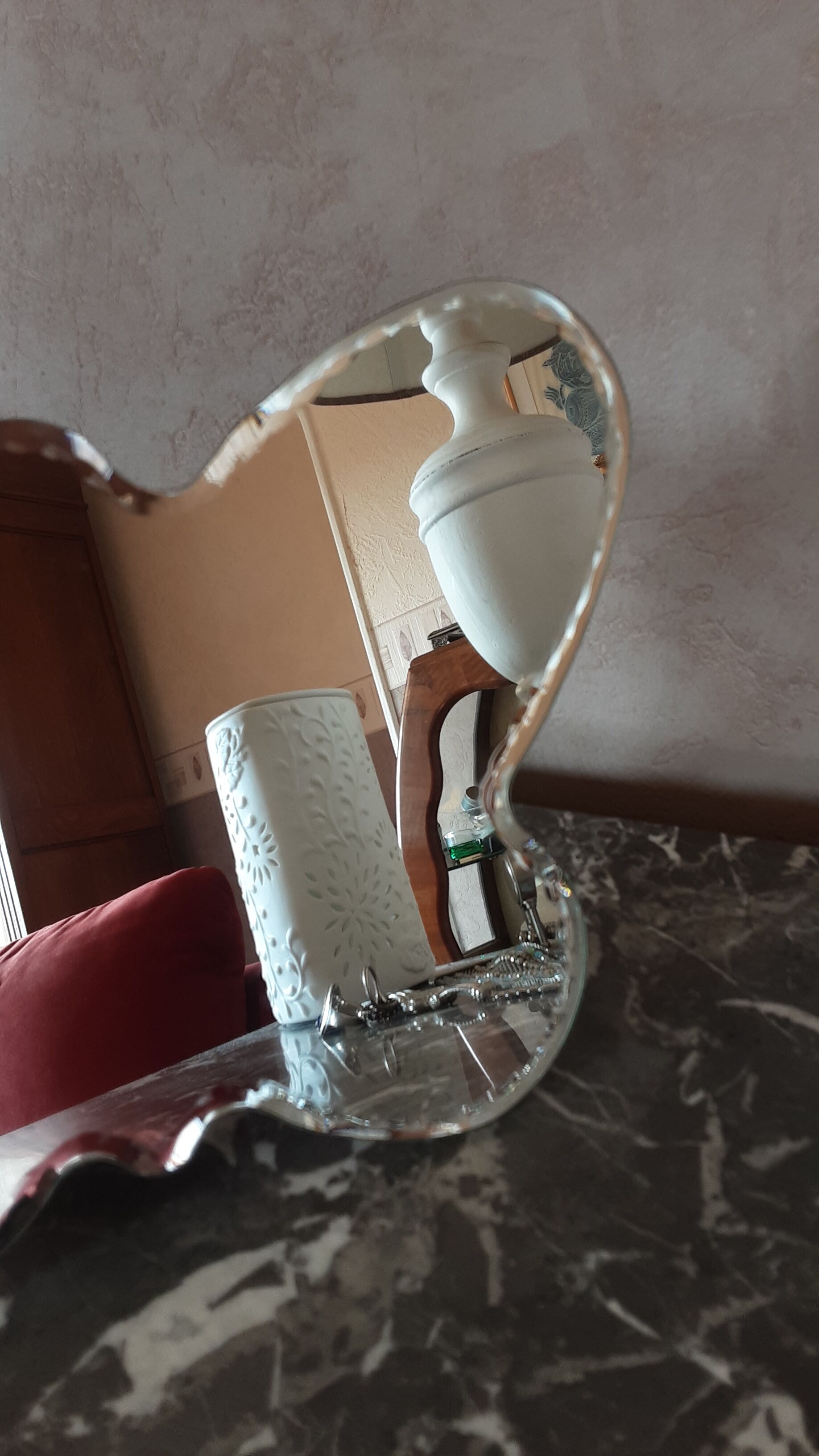 Beveled mirror to be put down vintage 24 X 17 cm