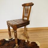 Set of 5 wooden chairs, handcrafted work
