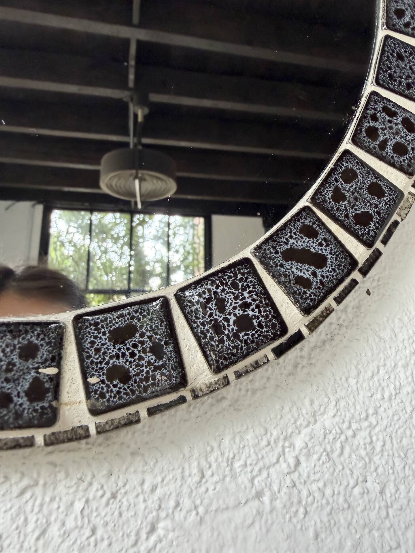 Oval ceramic mosaic mirror from the 50s/60s.