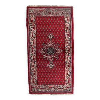 Tapis Seraband indien vintage en laine fait main – 74 x 143 cm - 1C1036