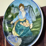 Decorative ceramic plate – Signed A. Del Bianco, Gubbio (Italy)