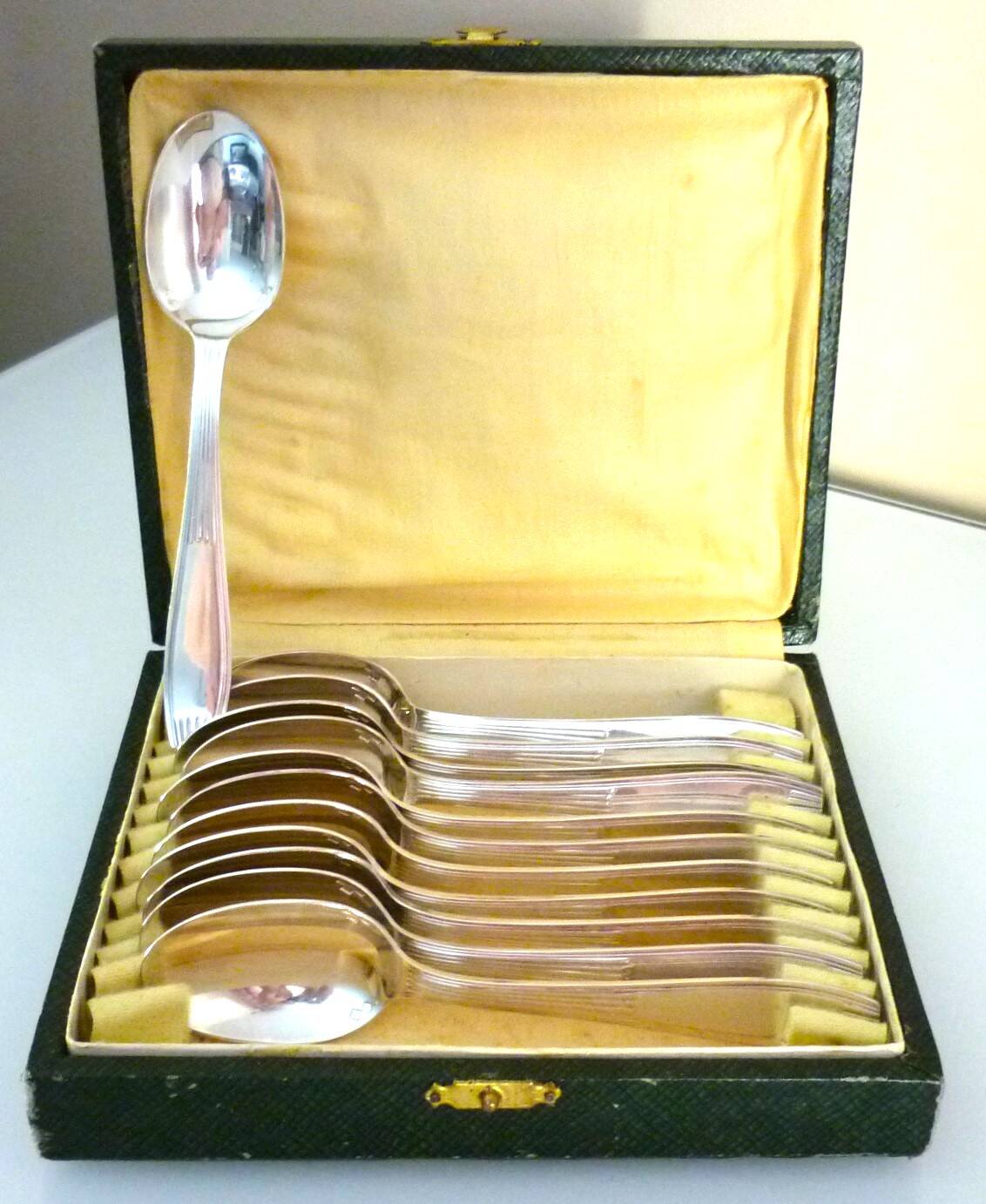 Set of 12 teaspoons, Christofle, Alfenide, silver plated, very good condition