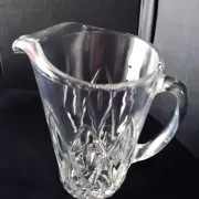 Water carafe, jug, pressed moulded glass pitcher.